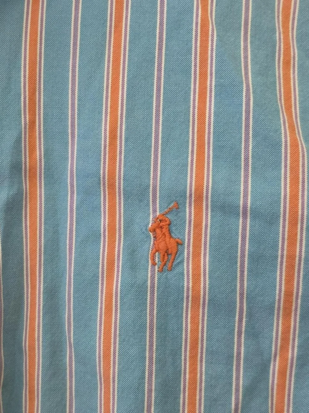 Ralph Lauren Light Blue & Orange Striped Button-Down Shirt